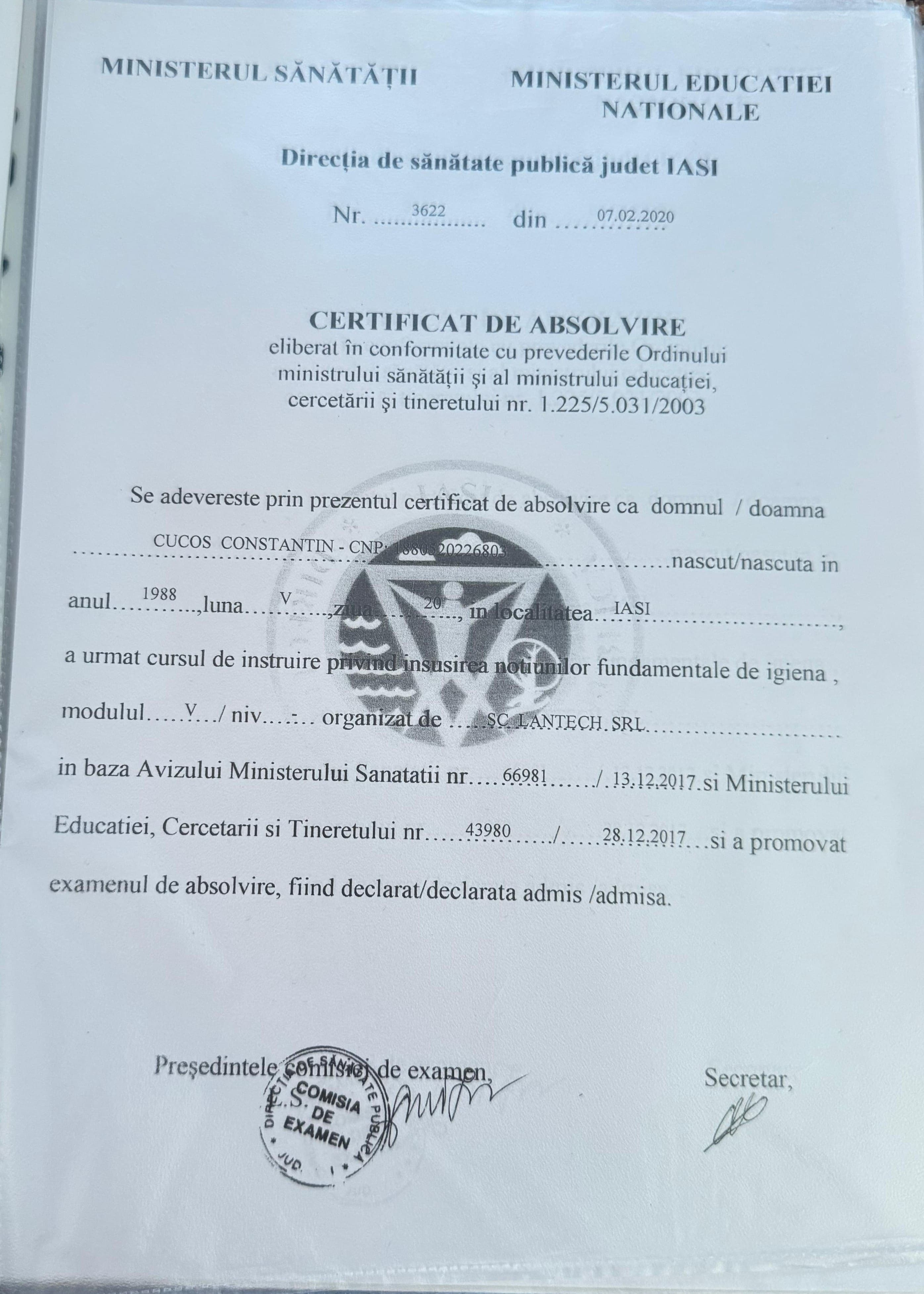 Certificat de absolvire